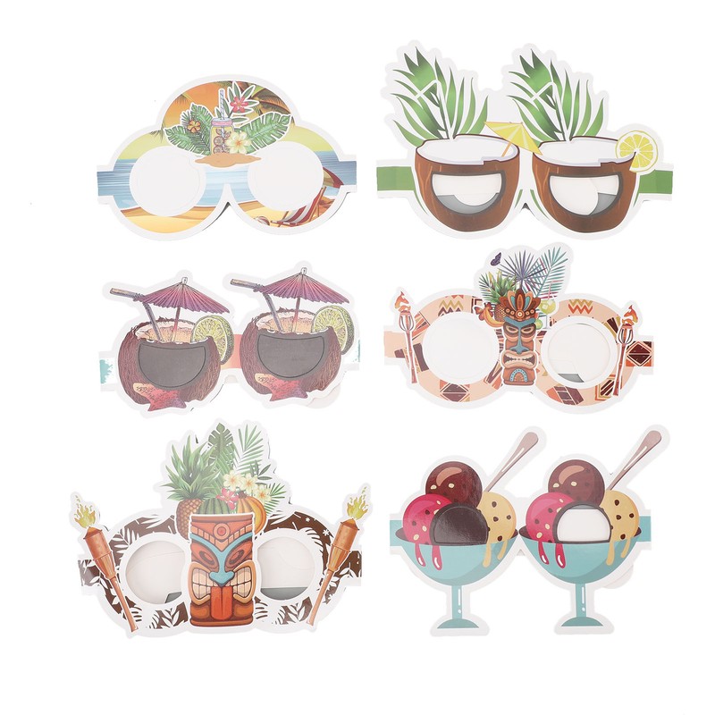 18pcs Paper Eyeglasses 6 Styles Funny Hawaiian Paper Sunglasses for