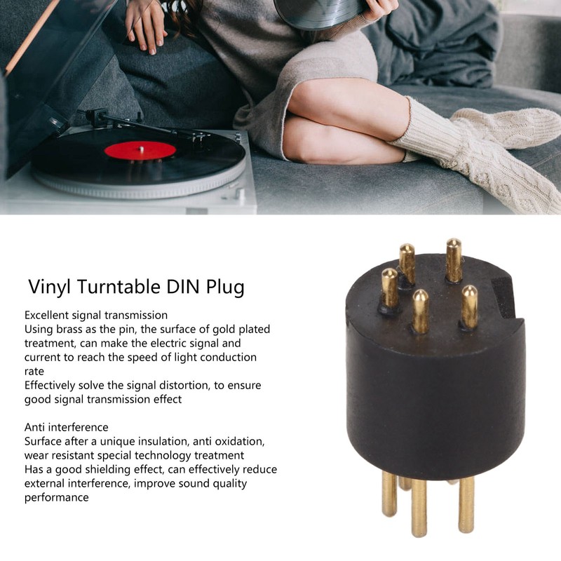 Vinyl Turntable 5 Pin DIN Gold Plated Male Plug Tonearm