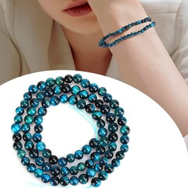 Piedras Preciosas de Ojo de Tigre, 92 Piezas Cuentas de Piedra de Ojo de Tigre Azul Pulsera Ojo de Tigre Cuentas Redondas Joyería Accesorio para Hacer Pulseras de Bricolaje Cuentas de Piedra (4 mm)