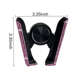 SUNCARACCL Bling Car Phone Holder, 360 Degrees Adjustable Crystal Auto Mount Holder for Dashboard,Windshield and Air Vent (Pink)