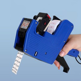 Tissting Price Gun Device with 3 Rolls of Label Paper and 3 Ink Wheels, 1 Line 8 Digit Price Labels Printer Labelling Gun for 22 x 12 mm Labels