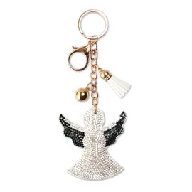 AuPra Crystal Guardian Angel KeyRing Gift Idea Women Men Rhinestone Tassel Clip KeyChain Girl Boy Friendship Small Surprise Present Home Car Key Chain Ring…