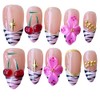Handmade Press On Nails, 3D Flower Cherry Blossom Design, Medium