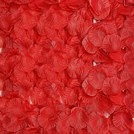 Pétalos de Flores Artificiales, 1000 Pétalos de Rosa, Pétalos de Rosa Artificiales para Fiesta de Boda, Baño, Dormitorio, Baby Shower, San Valentín, Noche Romántica, Decoración de Cama (Rojo)