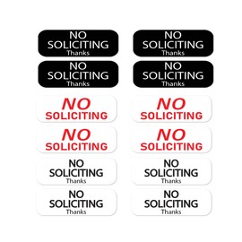Pack 12 Pcs No Soliciting Sticker for House Doorbells Front Door Warning Security Signs Window Outdoor Indoor Bumper Stickers Large Vinyl Decals Removable Decal Home