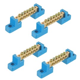 HUAREW Grounding Bus Bar 6 Positions, Ground Bus Bar Terminal Block, Brass Wire Screw Terminal Electrical Bus Bars(Pack of 4)