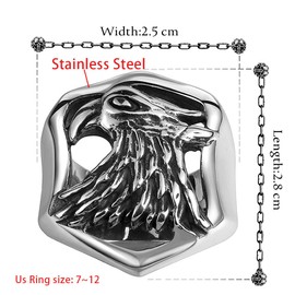 ATDMEI American Eagle Ring for Men Women Stainless Steel Punk Vintage Size 10 Jewelry