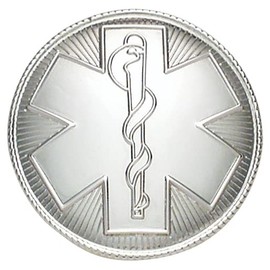 Smith & Warren Star of Life Fire Department Leather Front Hat Helmet Badge Silver Finish Cap Device