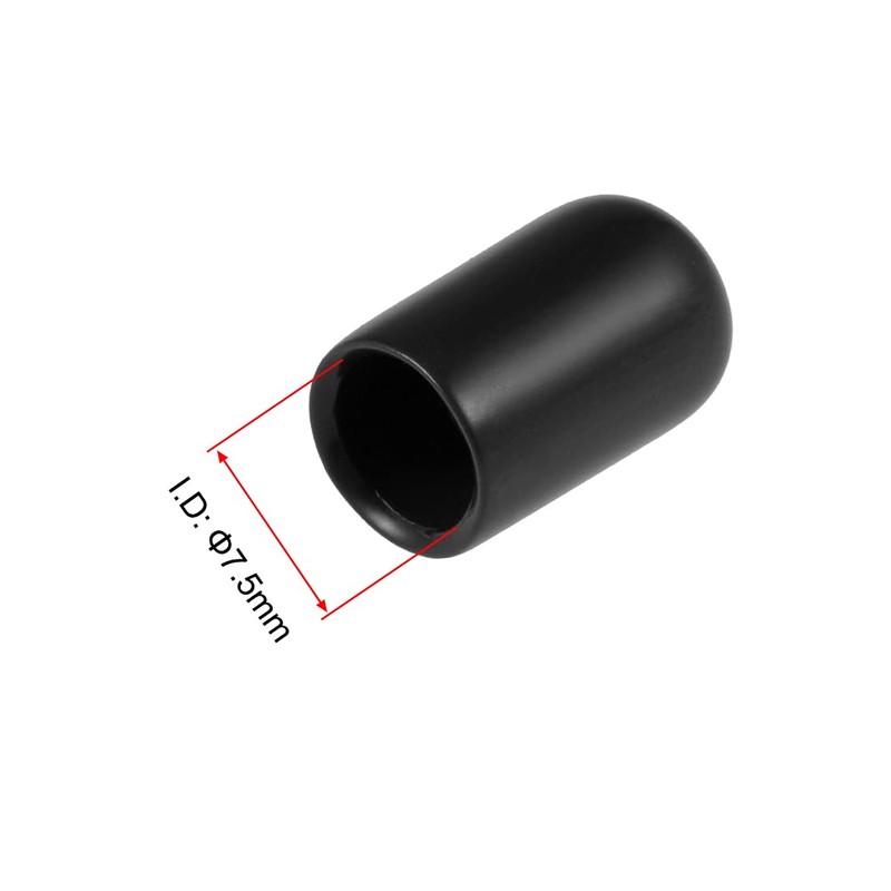 sourcing map Pack of 100 Rubber End Caps 7.5mm ID