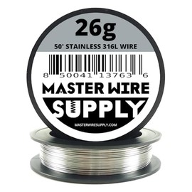 Stainless Steel 316L - 50' - 26 Gauge Wire - 50ft - 0.40mm - 0.016in - Master Wire Supply - Made in USA