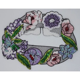Mhy Line Sequin Patch: Large Flowery Lips