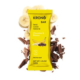 Krono Nutrition Energy Bar - Made with Natural Ingredients - Vegan - Gluten Free - Nuts Free - Soy Free - 50 gram per bars - 12 bars per box (12 count, Chocolate & Banana)