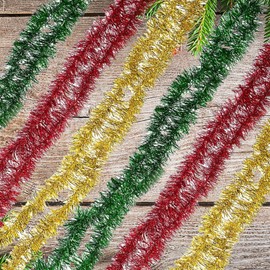 HIXNUG Christmas Tree Shiny Tinsel Christmas Tree Hanging Tinsel Decoration Metallic Hanging Garland Streamers for Christmas Party Indoor Outdoor Decoration (3)