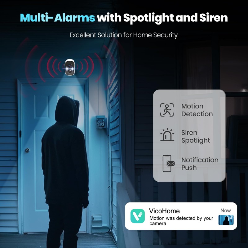 Techage Security Cameras Wireless Outdoor, 2K Battery Powered Cameras for