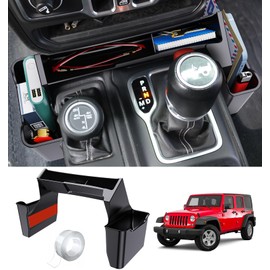 Eamplest Gear Shift Center Console Side Tray Organizer for Jeep Wrangler JL JLU 4xe 2026 2025 2024 2023 2022 2021 2020 2019 2018&Gladiator JT 2020-2026 Interior Storage Accessories Shifter Storage Box