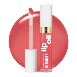 REVLON Super Lustrous Glimmer Lip Oil, Moisturizing & Tinted, Shiny Finish, Made with Plant-Based Squalane, 007 Posh Peach, 0.13 fl oz
