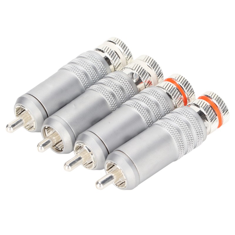 4pcs RCA Plug Silver Plated HIFI Solder RCA Connector Accommodates