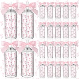 Singhoow 24 Pcs Pink Bow Plastic Cups Reusable Water Bottle Coquette Bow Party Favors 14 oz Cute Aesthetic Pink Tumbler with Lids and Straws Ribbon for Women Birthday Friend Wedding Party Supplies