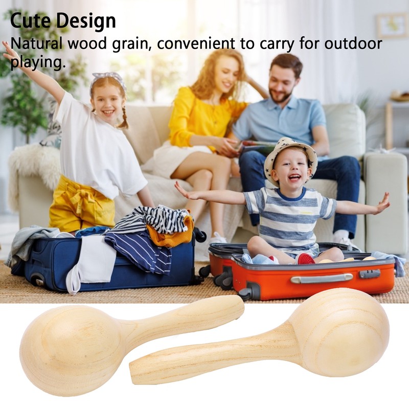 2Pcs Sand Hammer Early Education Instrument Wooden Toddler Percussion Musical