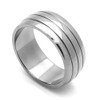 DoubleAccent 8MM Comfort Fit Titanium Wedding Band Grooved Dome Ring