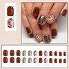 Mkwntg Fall Press on Nails Short Square Fake Nails Glossy