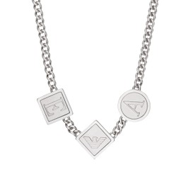 Emporio Armani Men's Silver Stainless Steel Station Necklace (Model: EGS3070040)