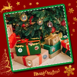 Leesgel Christmas Stickers, 1000pcs(2 Rolls) Christmas Decorations Crafts Stickers for Xmas Boxes Cards Envelopes, Christmas Tags Label Stickers for Scrapbooking Birthday Party Supplies Favours