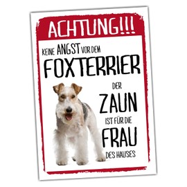 Fox Terrier Rau Dog Sign Warning Fence Woman Saying Door Sign Dog Sign Warning Sign Fun