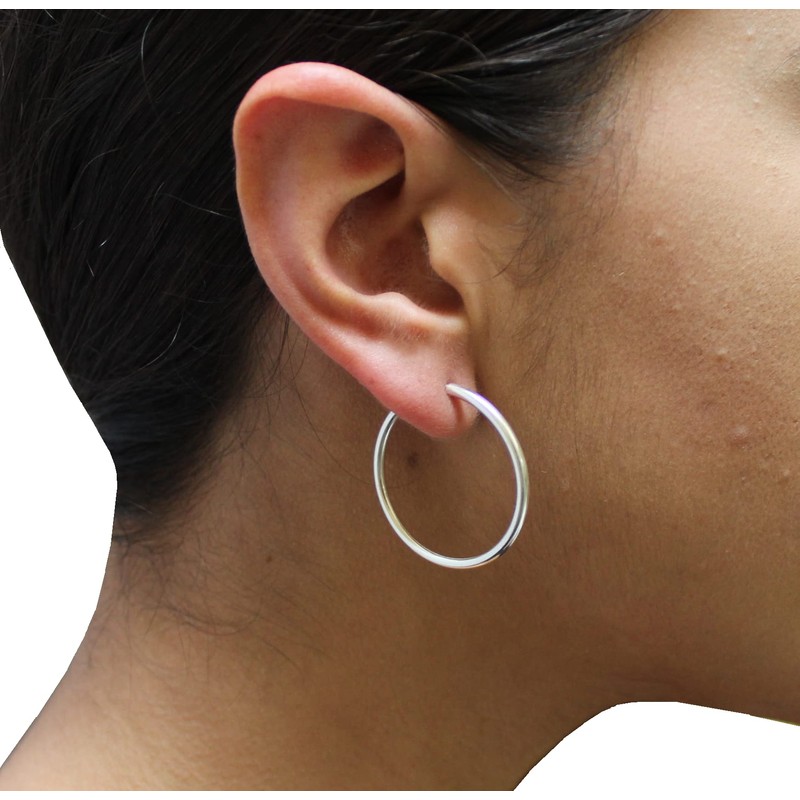 Aretes Arracadas de plata ley 925 redondas Agalea (3.0 cm)