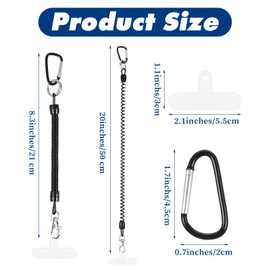 Heclia 2 Pcs Anti Theft Phone Lanyard with Secure Climbing Hook Universal Spring Phone Tether for Hiking Cycling Climbing Skiing Running Concerts Work Outdoor Adventures Fits All Smartphones Black