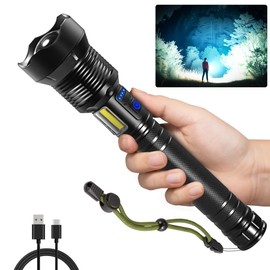ZioeYiue Flashlights High Lumen Rechargeable, Heavy Duty Rechargeable Flashlights, Adjustable Focus Tactical Flashlight with 8 Modes, Super Bright Flashlight for Home Camping