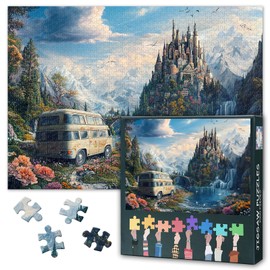 Puzzles for Adults 1000 Pieces - Vintage Camper Van Puzzles, Enchanted Castle Landscape 1000 Piece Puzzle for Adults, Challenging Puzzle 1000 Pieces Space Theme for Home Decor 27.5" x 19.6"
