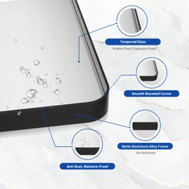 WEER Black Bathroom Mirror, 40X30 Inch Rectangular Black Metal Framed for Wall, Farmhouse Bathroom Vanity Mirror with Tempered Glass, Rounded Corner, Anti-Rust (Horizontal/Vertical)