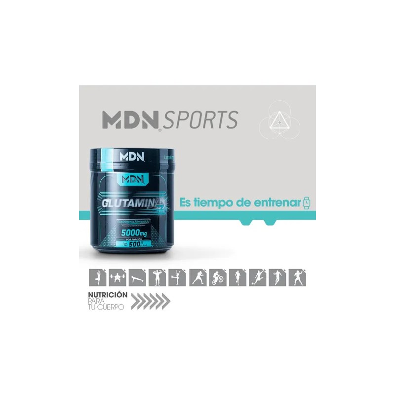 Glutamina Mdn - 500 Gramos 100 Porciones Sabor Sin Sabor