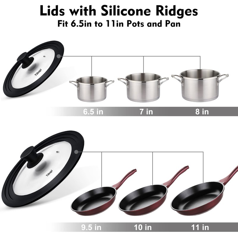 Ydeapi Universal Lids for Pots, Pans & Skillets - Fits