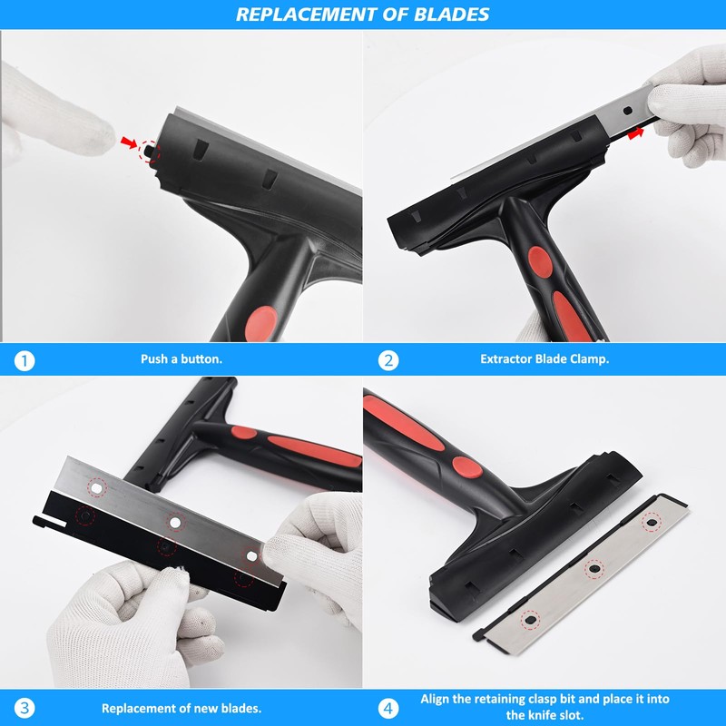 EHDIS Extenble Razor Blade Scraper, 16''-58'' Long Handle 6" Wide