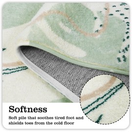 Uphome Cute Boho Bath Mat Modern Abstract Non Slip Bathroom Rugs Soft Machine Washable Green Bath Rug Aesthetic Tropical Plant Bathroom Mat for Indoor Sink Shower Doormat Tub, 20x31 inch