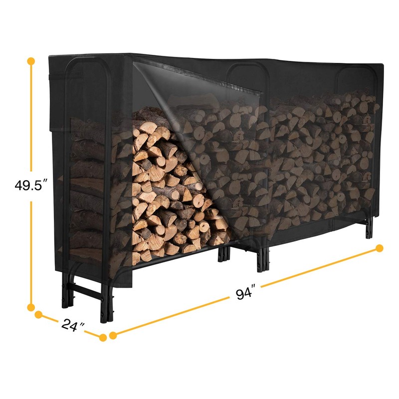 GASPRO 8FT Firewood Rack Outdoor with Cover, Adds Sturdy Middle