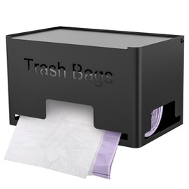 STWWO Extra Large Trash Bag Holder Dispenser, Metal Garbage Bag Dispenser Roll Holder,Trash Storage Organizer for Kitchen Laundry Room Under Sink, Wall Mounted or Freestanding, Black