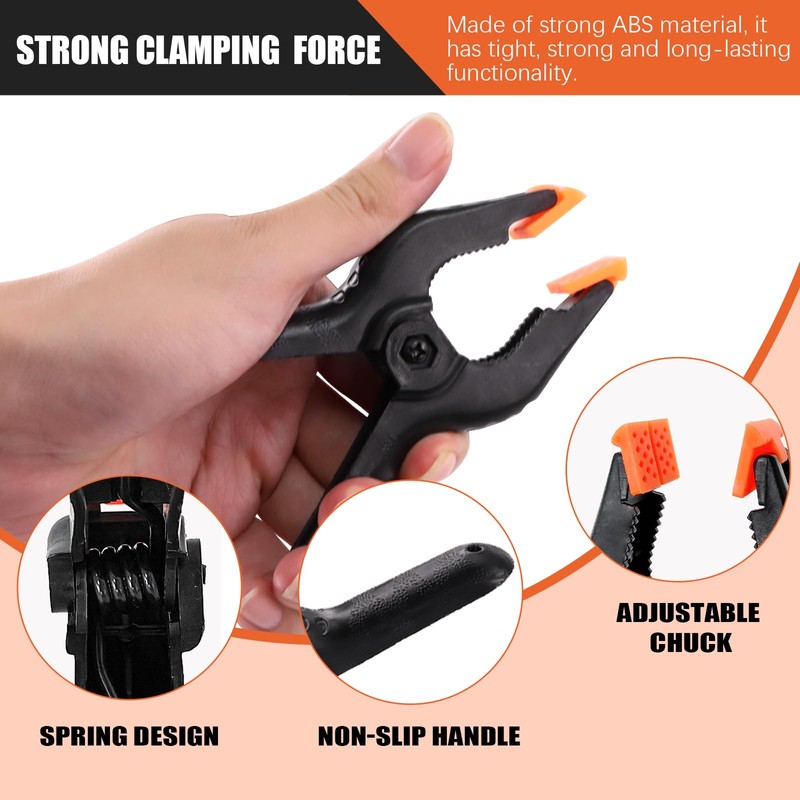 Tanstic 15Pcs Black Plastic Spring Clamps Kit - 2" 3"