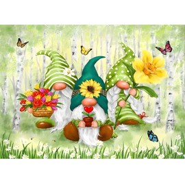 Paifeancodill Gnomes Diamond Painting Kits for Adults, 5D Spring Flower Diamond Art Kits, Full Drill Diamond Dots Painting with Gem Art Decor, Canvas Pictures Arts (Spring Gnomes 40 x 30 cm/12 x16")