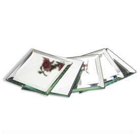 Diflart 32 Pcs Mirror Peel and Stick Tile, Silver, 3x3 Inch, Beveled Mirror Square Kitchen Backsplash Bar Wall Tile