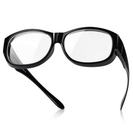 TINHAO PC Glasses, Blue Light Reduction, UV400 Protection, Clear Lens, Oval Frame, Lightweight TR90, Case Included, black frame