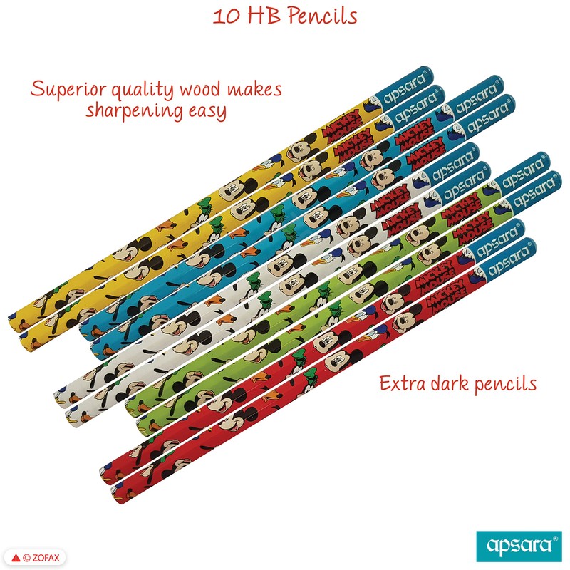 DMM Novelty Pencils, Pack of 10, Pencils Sharpener Eraser Multipack,