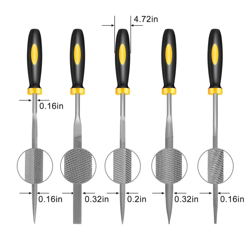Zigdiptek Mini Metal Needle File Set, 5pcs, Small Hand Files