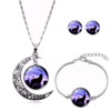 Ailiessy Hollow Crescent Moon Wolf Necklace Pendant Stud Earrings Vintage