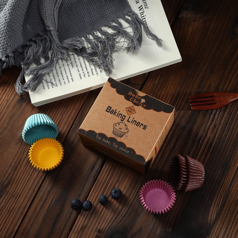 Bake Choice Non-Stick 400pcs Mini Cupcake Liners for Baking, Natural