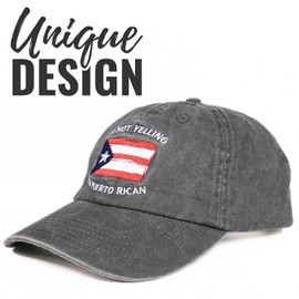 Puerto Rico Flag Gifts & Souvenirs, Embroidered Cap, Adjustable Hat Gifts Accessory for Birthday & Christmas Grey
