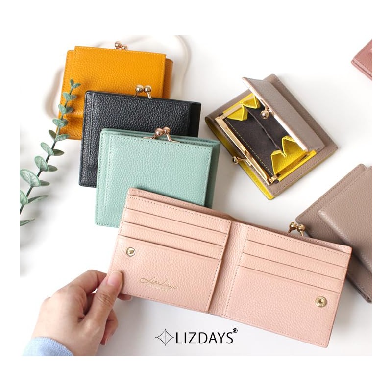 Lizdays Bi-fold Wallet, Genuine Leather, Small Size, Compact, Women's (Dark