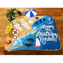 Urlaubspartydekoration Reise Tortenaufleger Strand Surf Geburtstagstorte Dekoration Topper für Schwimmen Strand Party Luau Geburtstag Baby Dusche Party Supplies